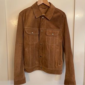 Vince 100% Calf Suede Trucker Jacket Sz M